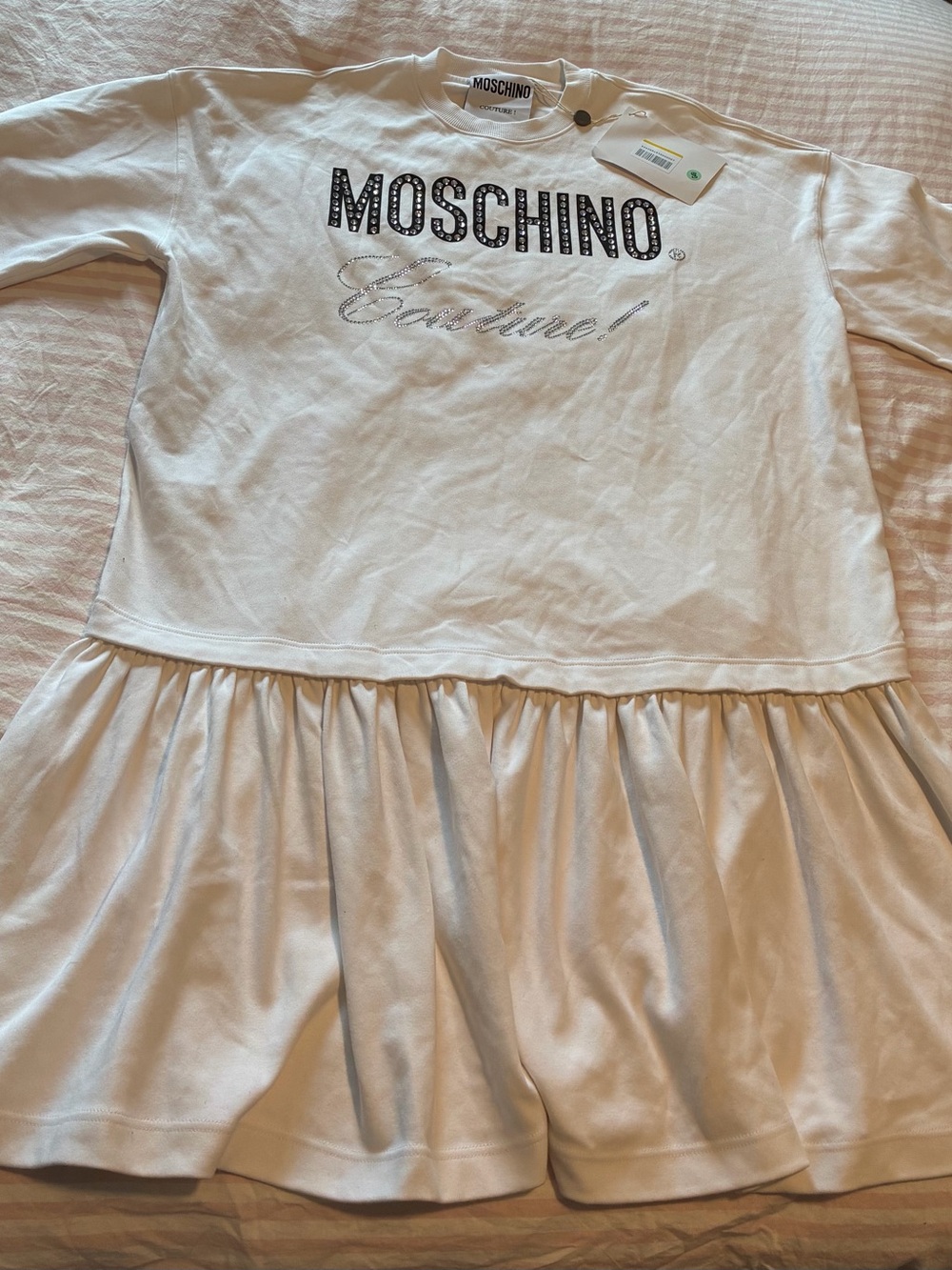 Moschino Woman’s White Logo Sweatshirt Dress